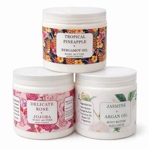 Ancient Cosmetics Shea Body Butter Lot 3 Pinneapple Jasmine Rose